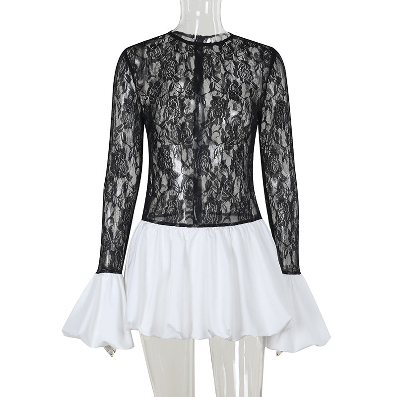 Damen Hochwertiges Spitzen-Kleid mit fließendem Rock Echo Archiv