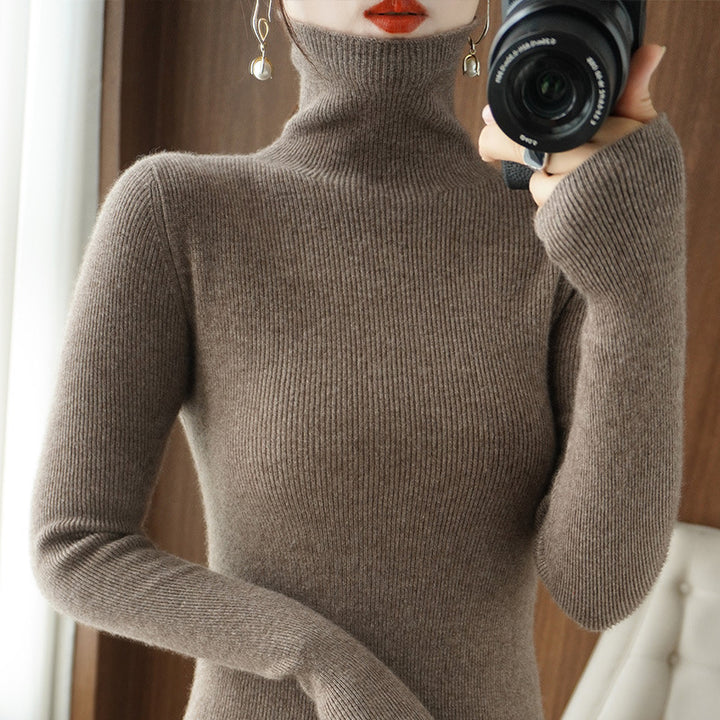 Damen Schmaler Rollkragenpullover aus Kaschmir‑Mix mit extralangem Ärmelabschluss Echoarchiv