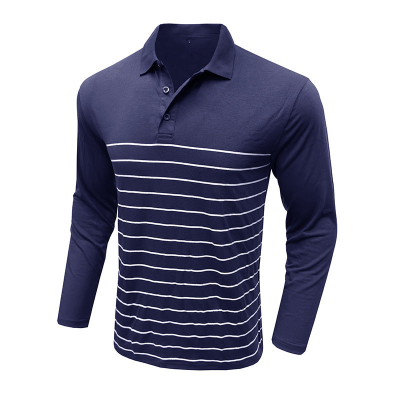 Herren Langarm-Polo mit eleganter Streifenstruktur Echoarchiv
