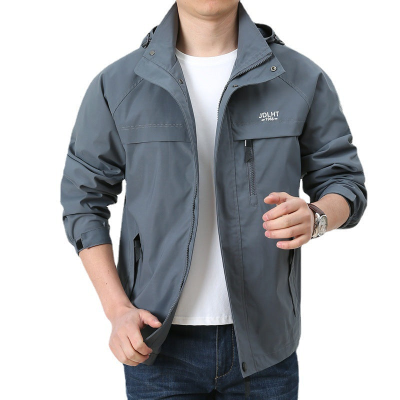 Herren Leichte Softshell-Utilityjacke mit Kapuze, winddichter Shell und Mehrfachtaschen Echoarchiv