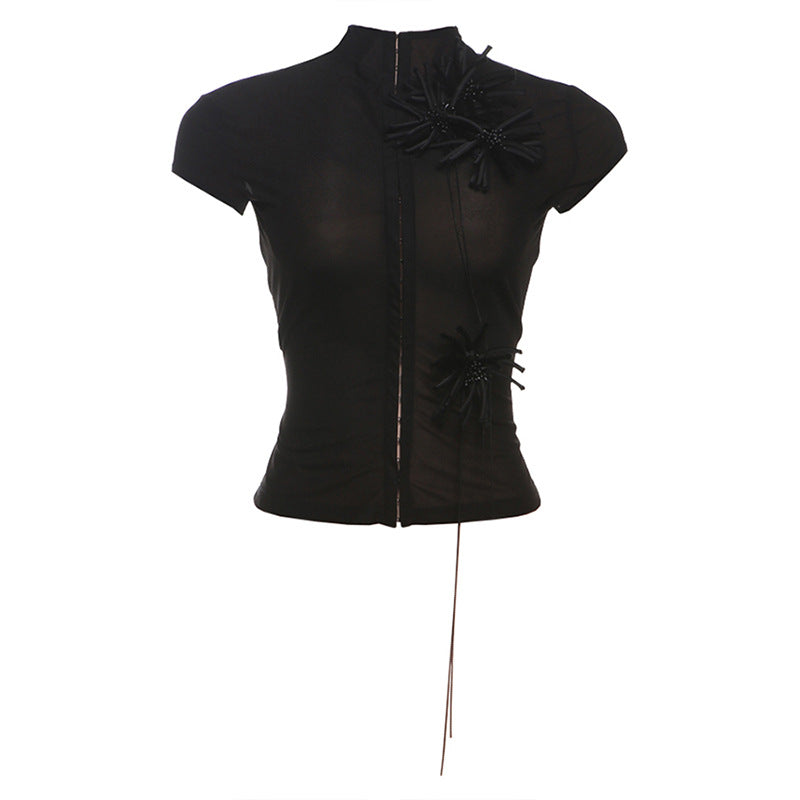 Damen Elegant geschnittenes Oberteil mit floralem Applikationsdesign Echo Archiv