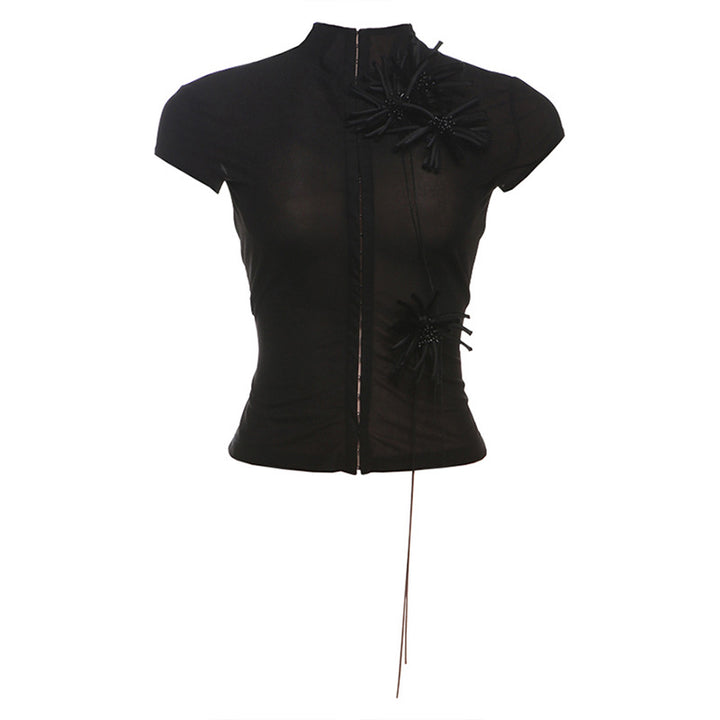 Damen Elegant geschnittenes Oberteil mit floralem Applikationsdesign Echo Archiv