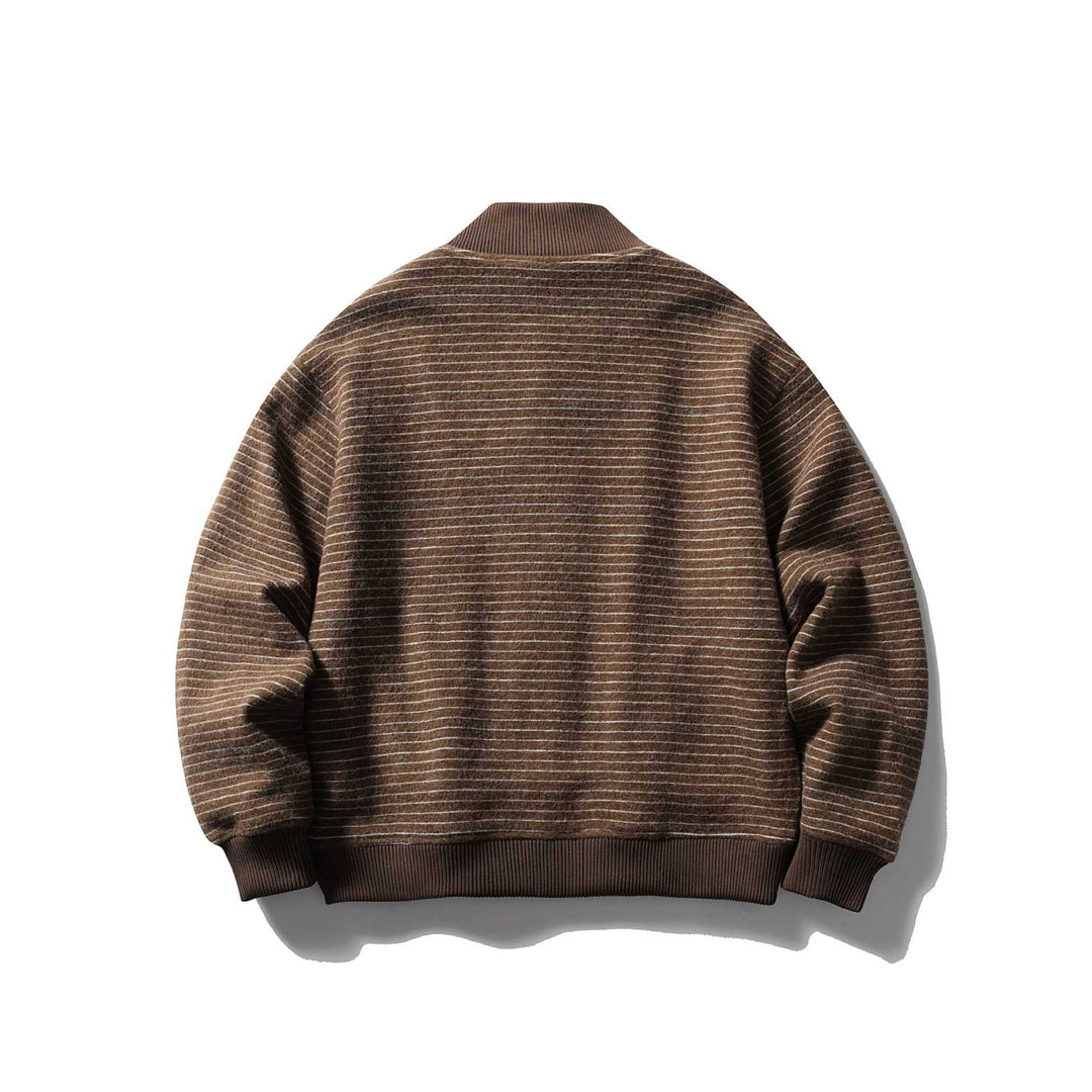 Herren Gestreifter Blouson im Boxy‑Cut mit Rippenkragen und Knopffront Echoarchiv