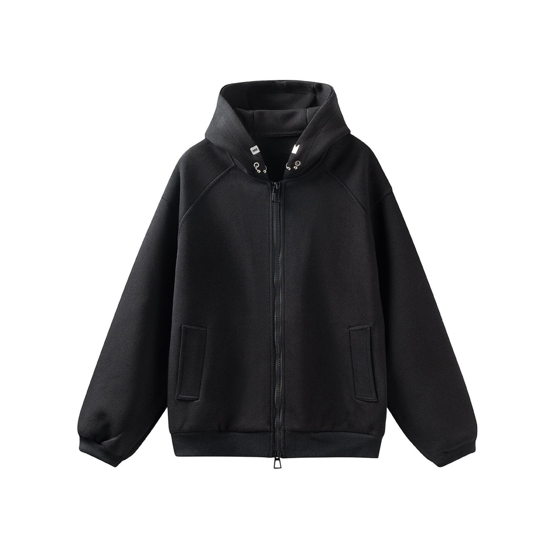 Unisex Oversize Kapuzenjacke mit hohem Kragen, Zweiwege‑Reißverschluss und eingearbeiteten Eingriffstaschen Echoarchiv