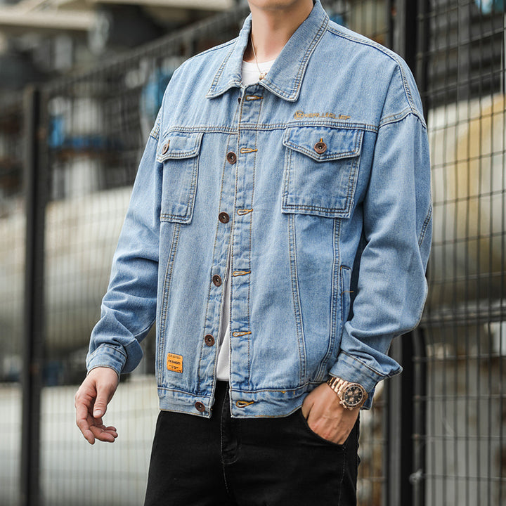 Herren Denimjacke im lässigen Stil mit funktionalen Pattentaschen und robustem Design Echoarchiv