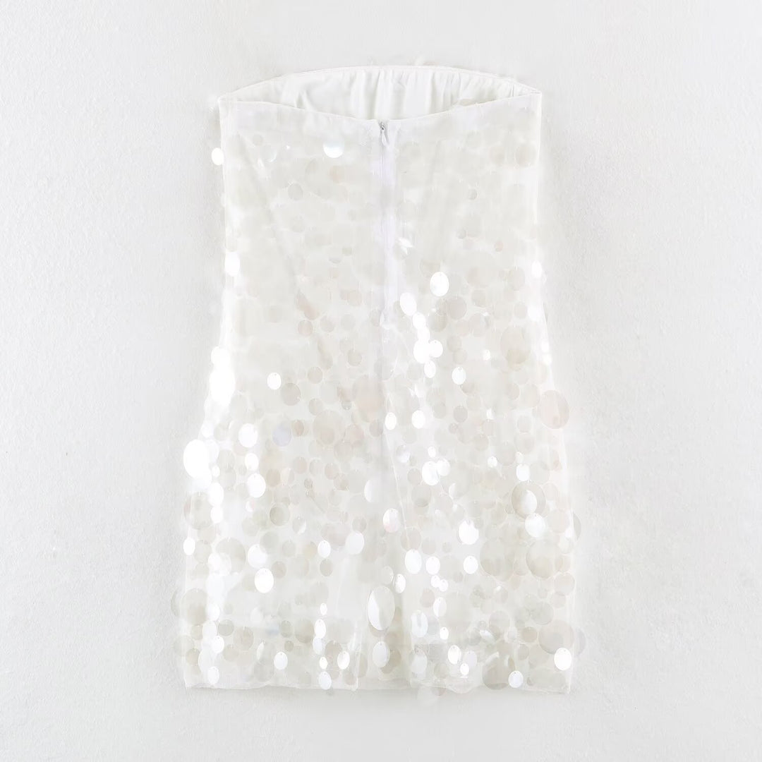 Damen Paillettiertes trägerloses Minikleid mit geradem Oberteil Echo Archiv