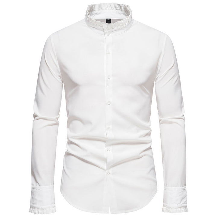 Herren Langarmhemd mit modischem Stehkragen und eleganten Details Echoarchiv