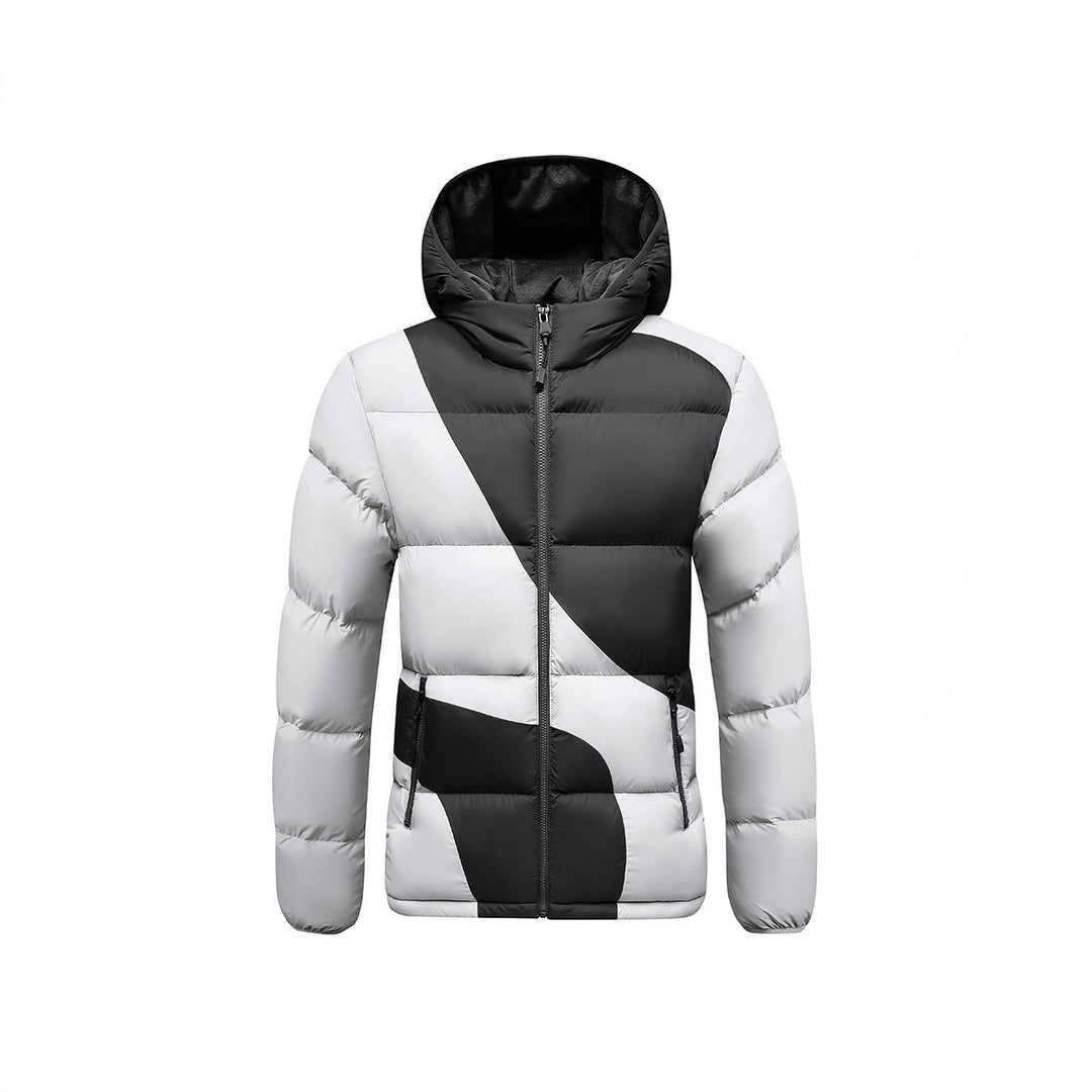 Herren Steppjacke mit kontrastreichen Paneelen, Kapuze und thermischer Synthetikfüllung – Taviero