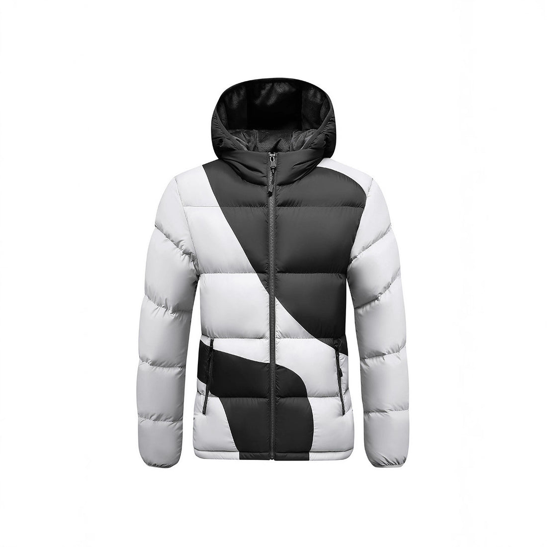 Herren Steppjacke mit kontrastreichen Paneelen, Kapuze und thermischer Synthetikfüllung – Taviero