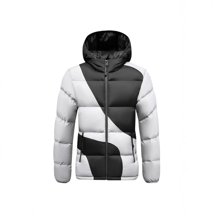 Herren Steppjacke mit kontrastreichen Paneelen, Kapuze und thermischer Synthetikfüllung – Taviero