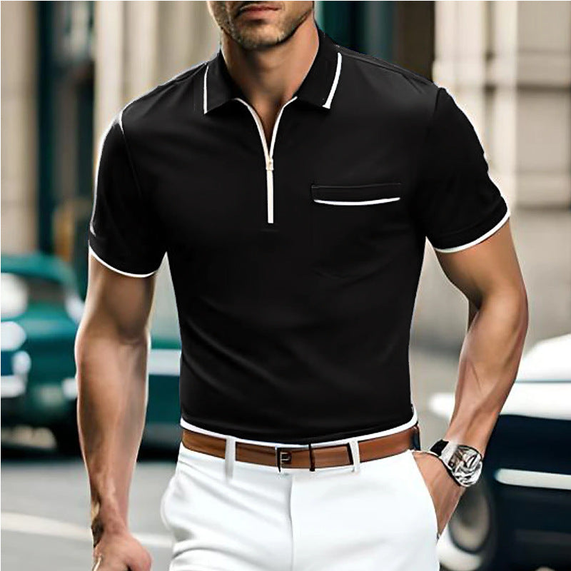 Herren Polohemd mit contrasting Zipper und Brusttasche Echoarchiv