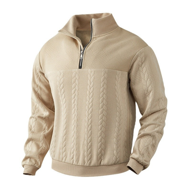 Herren Strickpullover mit hohem Kragen und modischem Zipper Echoarchiv