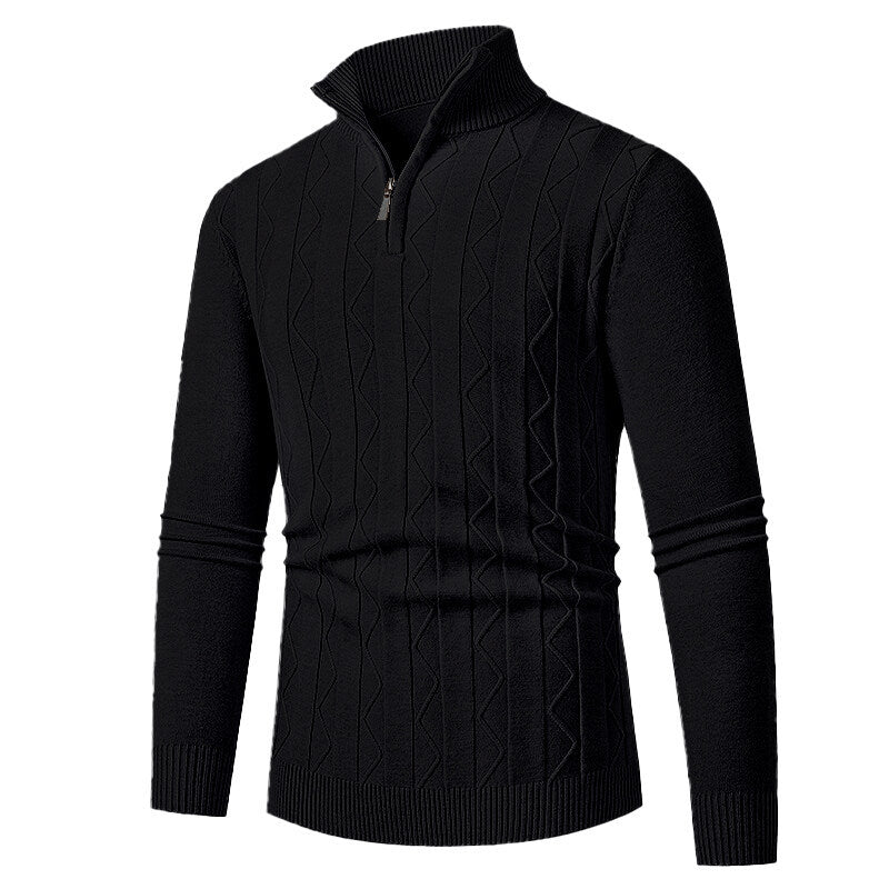 Herren Strickpullover mit stylischem Reißverschluss und Zopfmuster Echoarchiv