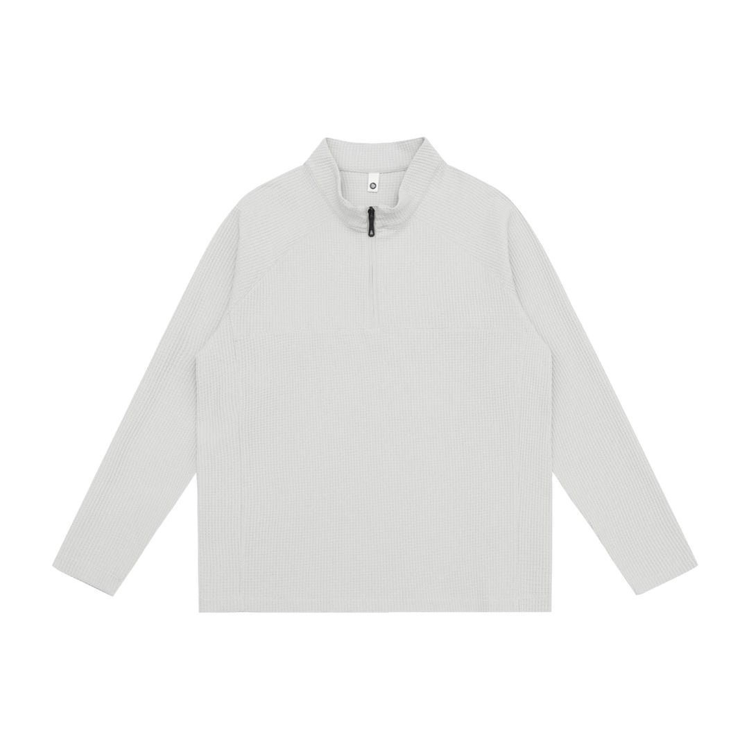 Unisex Waffelstrick-Halbzip-Pullover mit Troyerkragen und Raglanärmeln Echoarchiv