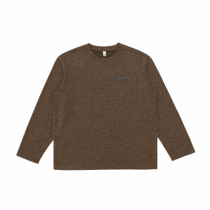 Unisex Oversize-Langarmshirt mit Rundhals und dekorativer Brustpaspel Echoarchiv
