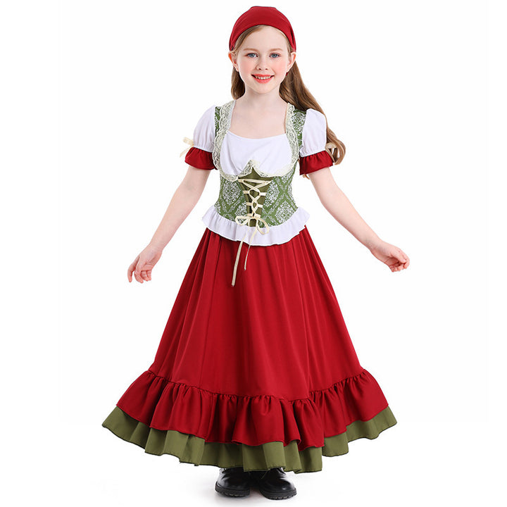 Damen nan traditionelles Trachtenkostüm Dirndl-Set mit geschnürtem Mieder und vollem Stufenrock Echo Archiv