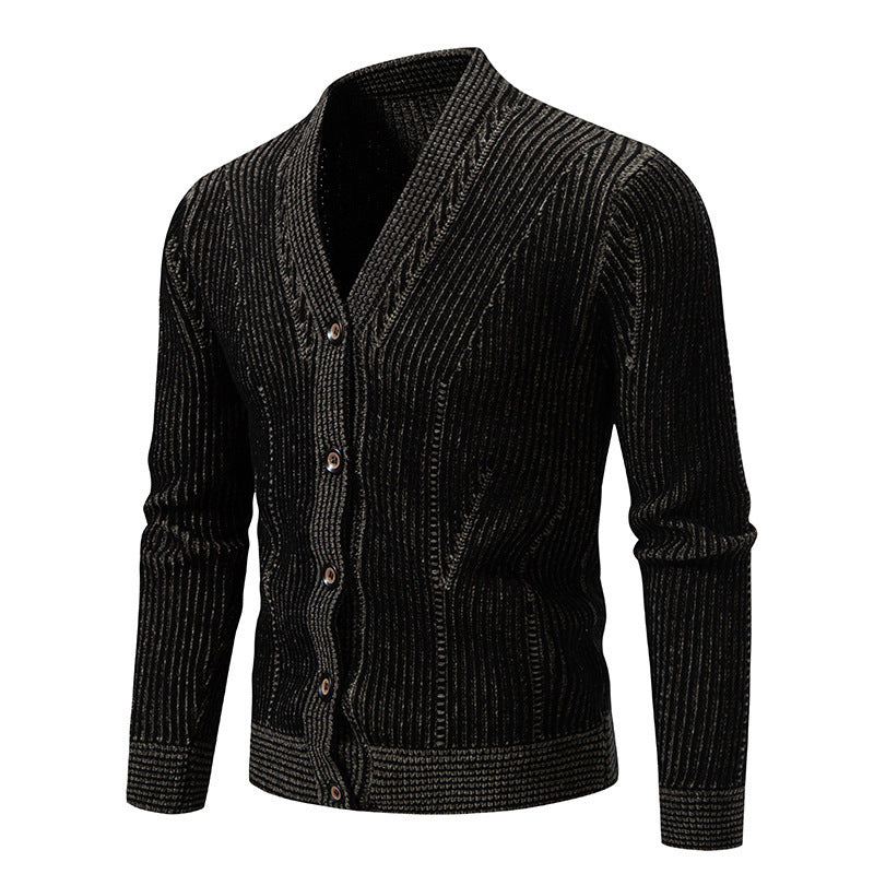Herren elegante Strickjacke mit V-Ausschnitt und feinem Kabelmuster Echoarchiv