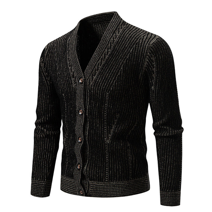 Herren elegante Strickjacke mit V-Ausschnitt und feinem Kabelmuster Echoarchiv