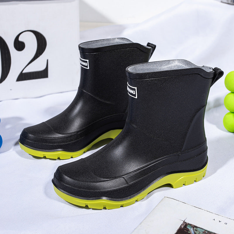 Herren Kurzschaftige Neongummierte Outdoor-Gummistiefelette mit stoßdämpfender Profilsohle Echoarhiv