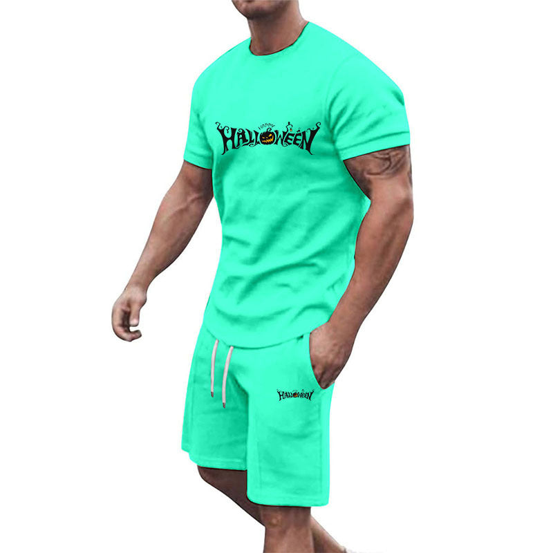 Herren lässiges Halloween-Set mit T-Shirt und Shorts Echoarchiv