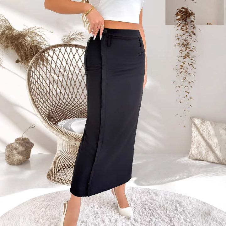 Damen Elegante Maxi-Rock mit seitlichem Schlitz und Zipper Echo Archiv
