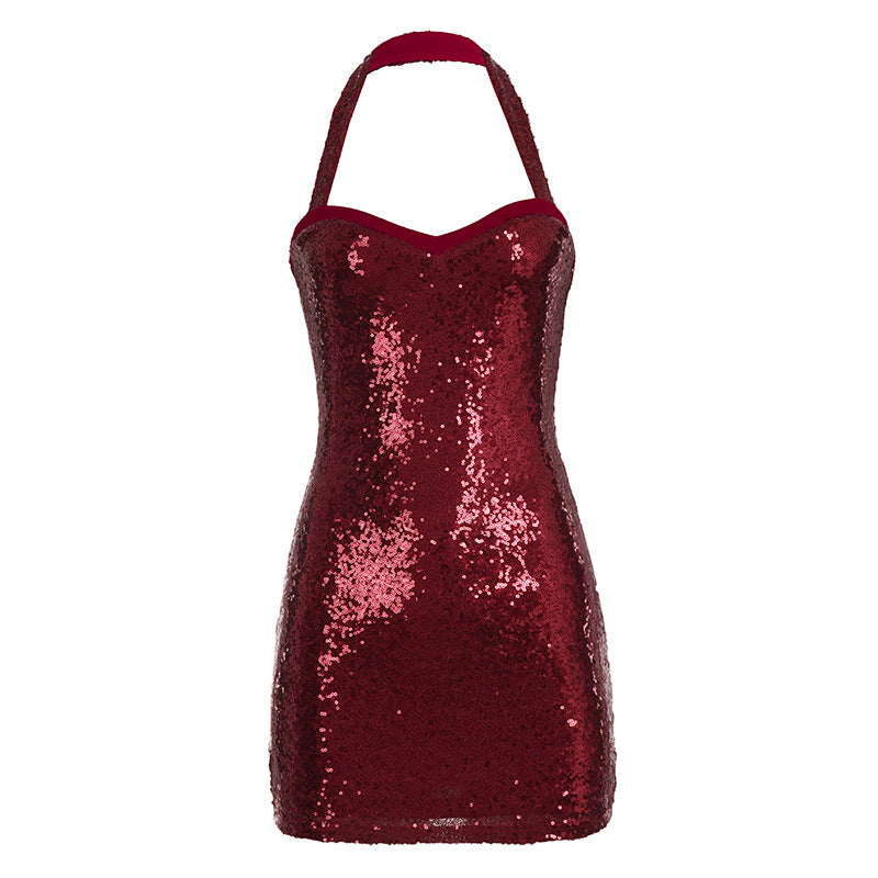 Damen Glitzerndes Abendkleid mit schmalem Schnitt und Neckholder-Träger Echo Archiv
