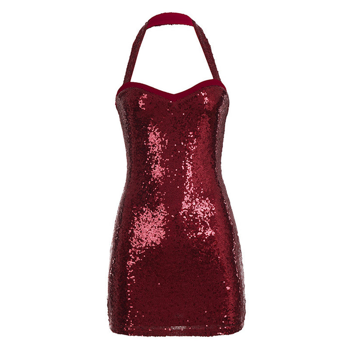 Damen Glitzerndes Abendkleid mit schmalem Schnitt und Neckholder-Träger Echo Archiv
