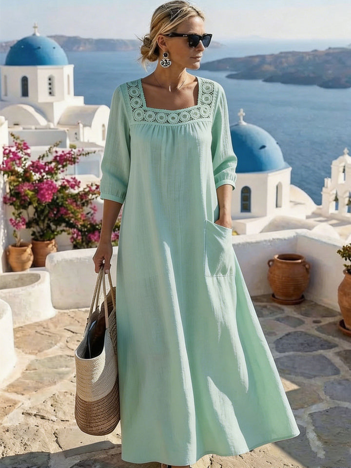 Damen Maxikleid mit elegantem Rundhalsausschnitt und praktischen Taschen Echo Archiv