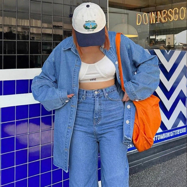 Damen Oversized-Denim-Hemdjacke im Co-Ord-Look mit lockerer Passform Echo Archiv