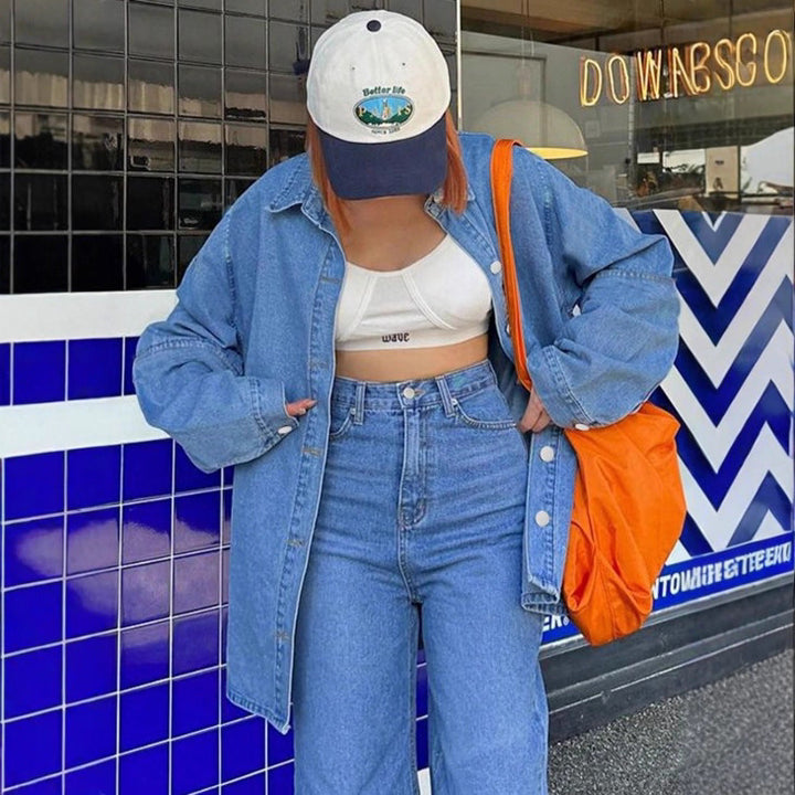 Damen Oversized-Denim-Hemdjacke im Co-Ord-Look mit lockerer Passform Echo Archiv