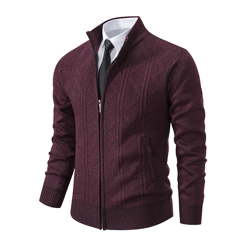 Herren modische Strickjacke mit hohem Kragen und Reißverschluss Echoarchiv