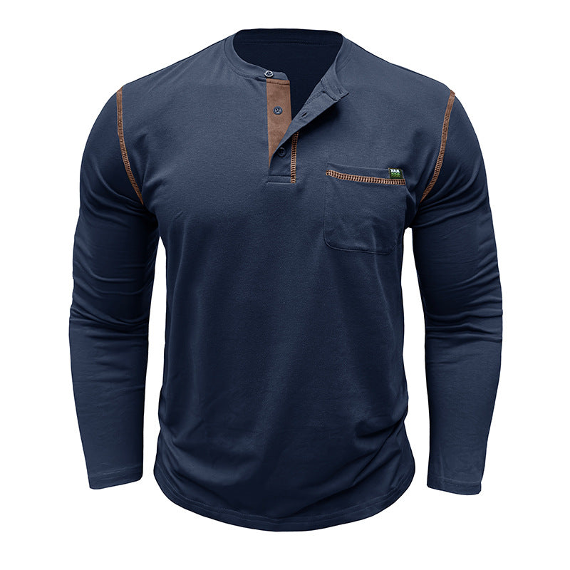 Herren Langärmliges Henley-Shirt mit Brusttasche Echoarchiv