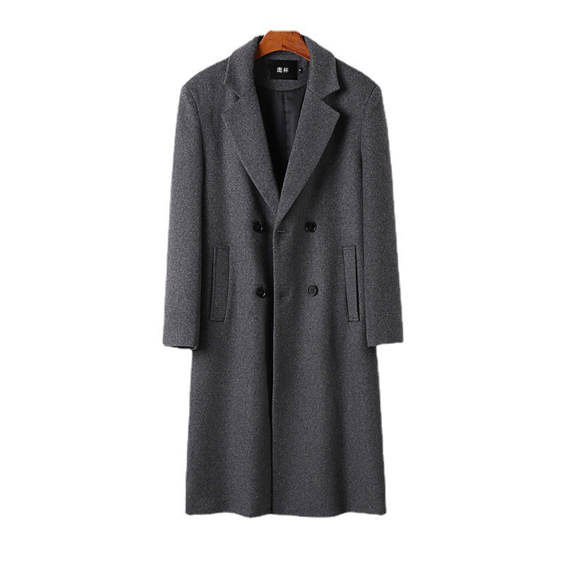 Herren Eleganter Wollmix-Longcoat mit Doppelreihe und fallendem Revers Echoarchiv