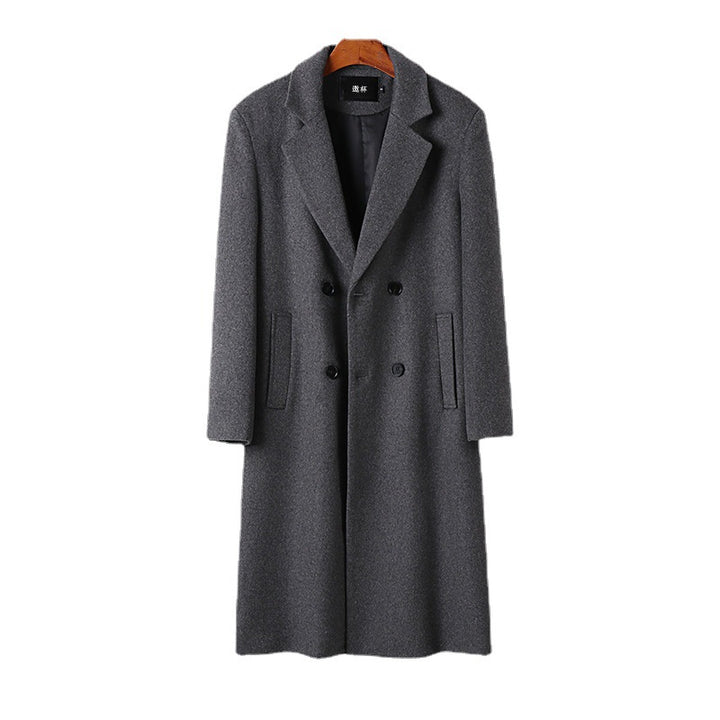 Herren Eleganter Wollmix-Longcoat mit Doppelreihe und fallendem Revers Echoarchiv