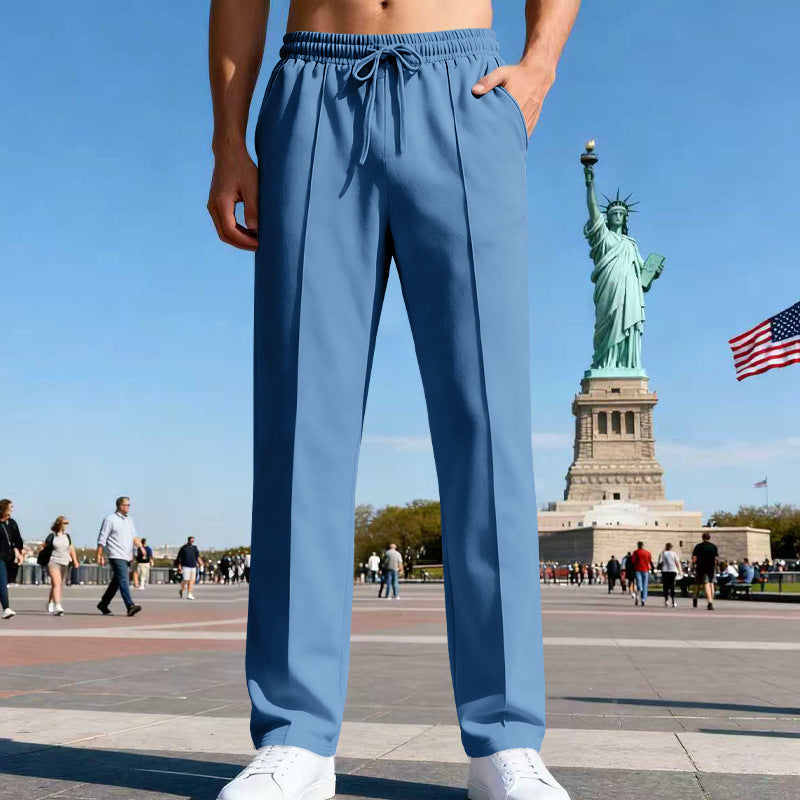Herren Weite Travel-Loungehose mit Bügelfalte, elastischem Tunnelzug und seitlichen Eingrifftaschen – Sorevano