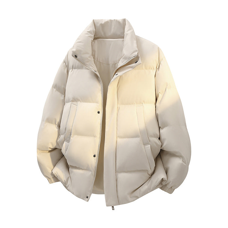Herren Kurz geschnittener Oversize-Puffer mit Stehkragen, Druckknopfblende und verdecktem Reißverschluss Echoarchiv
