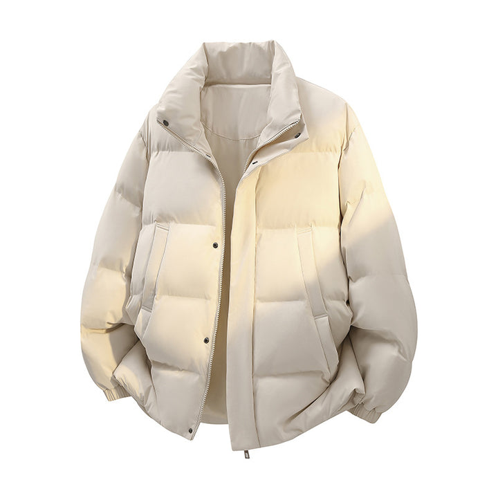 Herren Kurz geschnittener Oversize-Puffer mit Stehkragen, Druckknopfblende und verdecktem Reißverschluss Echoarchiv