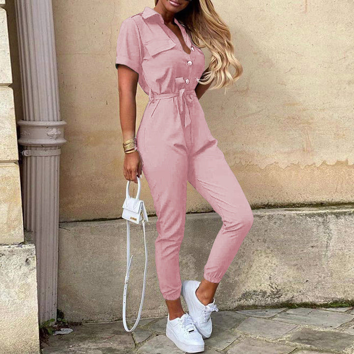 Damen eleganter Jumpsuit mit tailliertem Schnitt und praktischen Taschen Echo Archiv