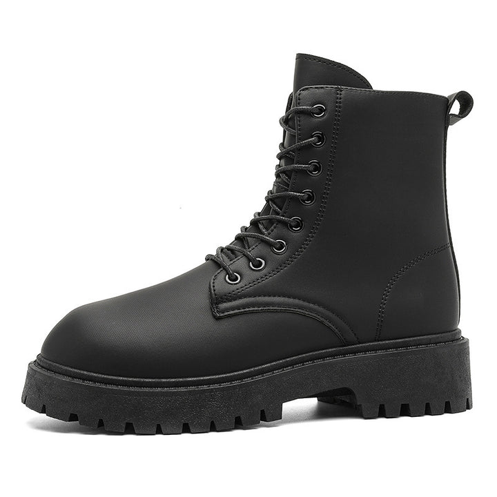 Damen Plateau-Combat-Stiefel mit robuster Profilsohle und Zuglasche Echoarchiv