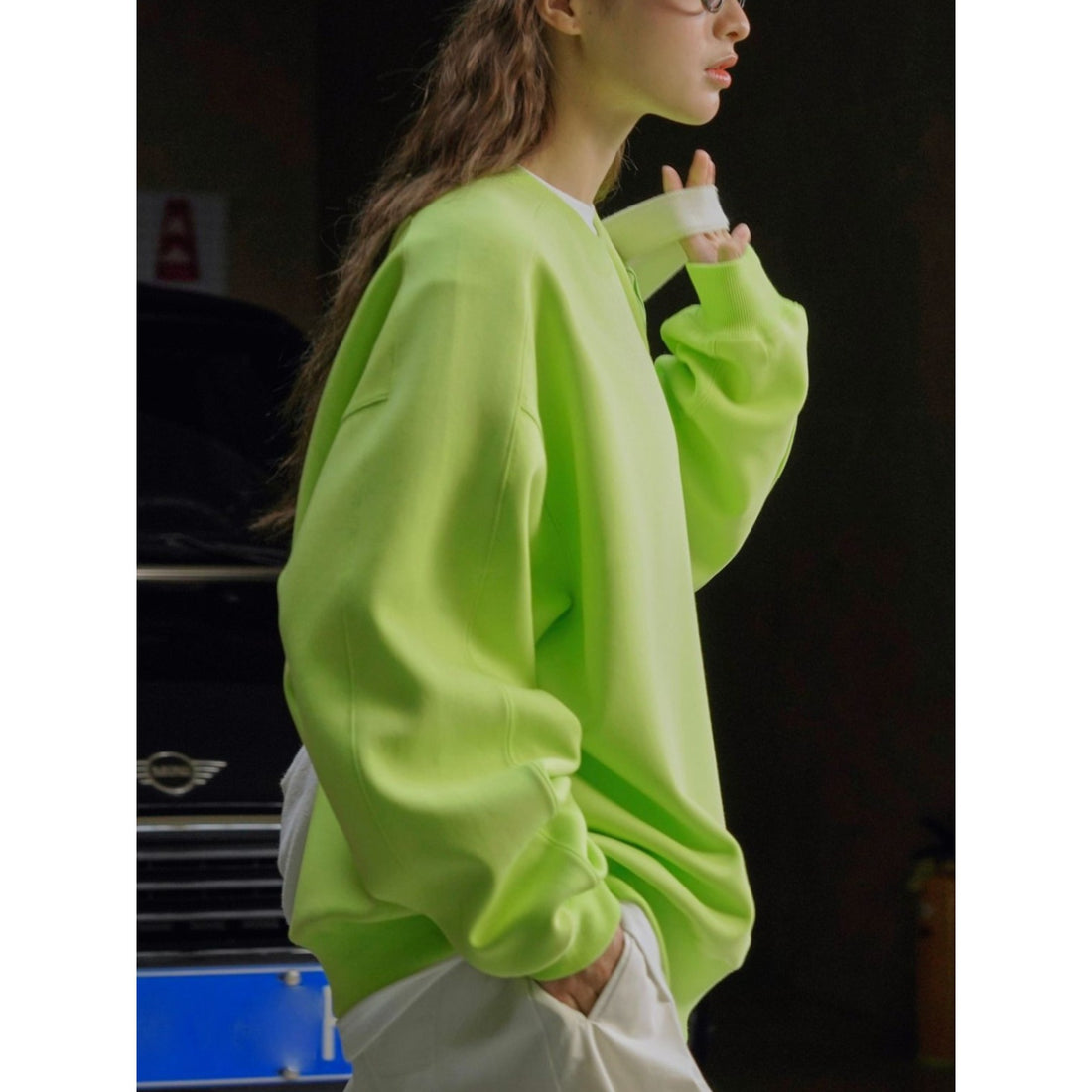 Damen Relaxed-Sweatpullover mit verstärktem Rundhalsausschnitt und Baumwoll-Fleece Echoarchiv
