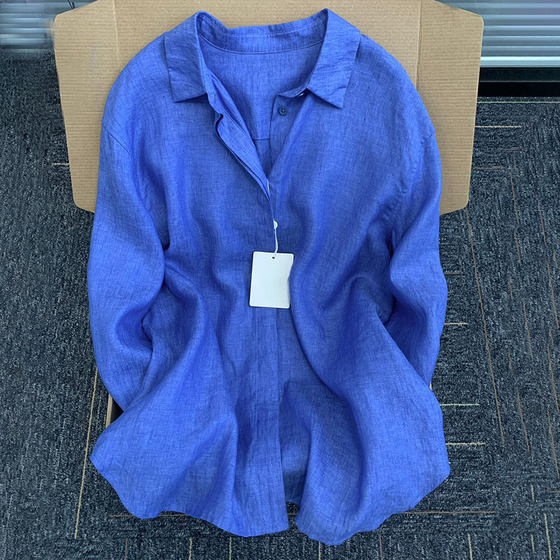 Damen Leichte Bluse Aus Atmungsaktivem Leinen mit Lässigem Schnitt Echoarchiv