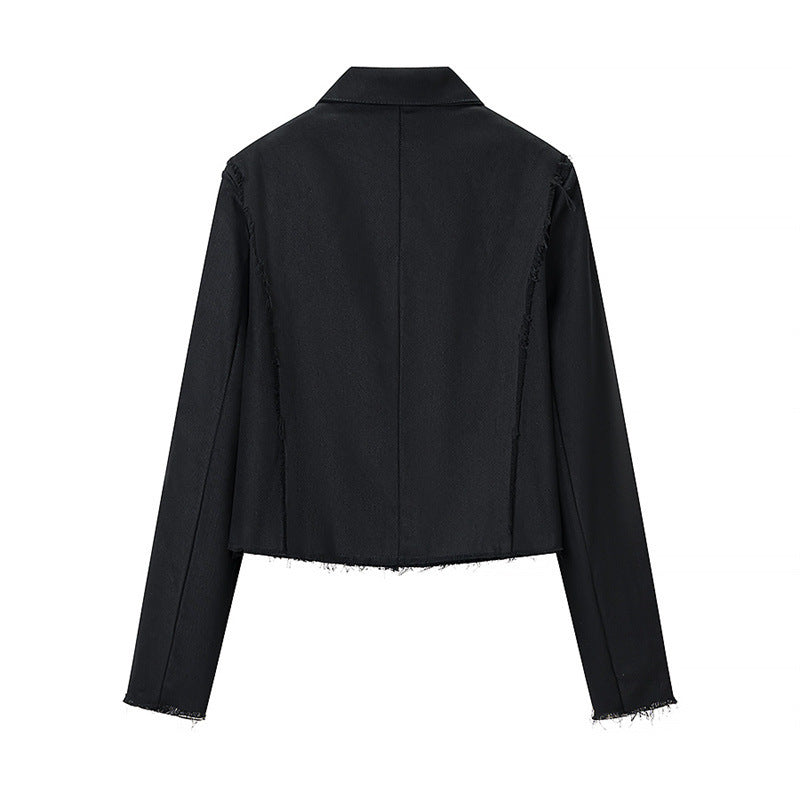 Damen Gekürzte Militärinspirierte Jacke mit Tressenapplikation und fransigem Saum Echo Archiv