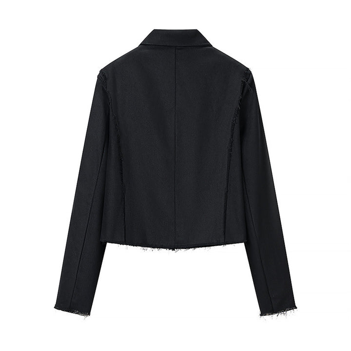 Damen Gekürzte Militärinspirierte Jacke mit Tressenapplikation und fransigem Saum Echo Archiv