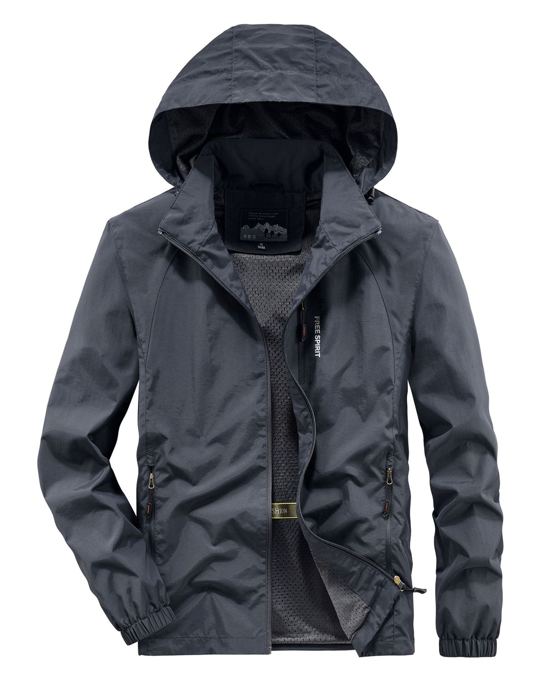 Herren Ultraleichte Atmungsaktive Kapuzenjacke mit perforiertem Mesh‑Futter und Reißverschlusstaschen Echo Archiv