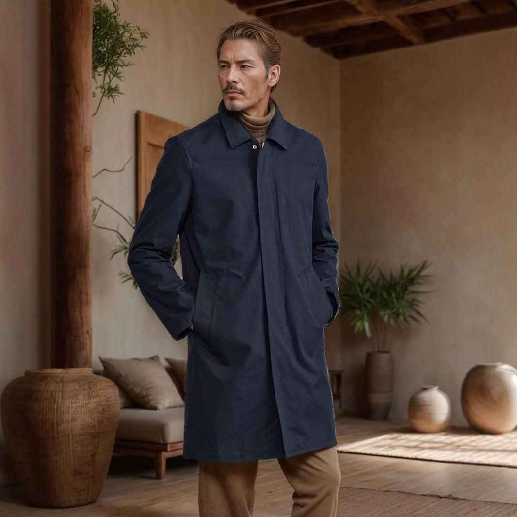 Herren eleganter Mantel mit praktischen Taschen und modernem Kragen Echoarchiv