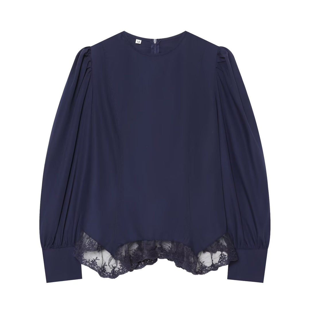 Damen Romantische Bluse mit Puffärmeln und Spitzenbesatz Echo Archiv