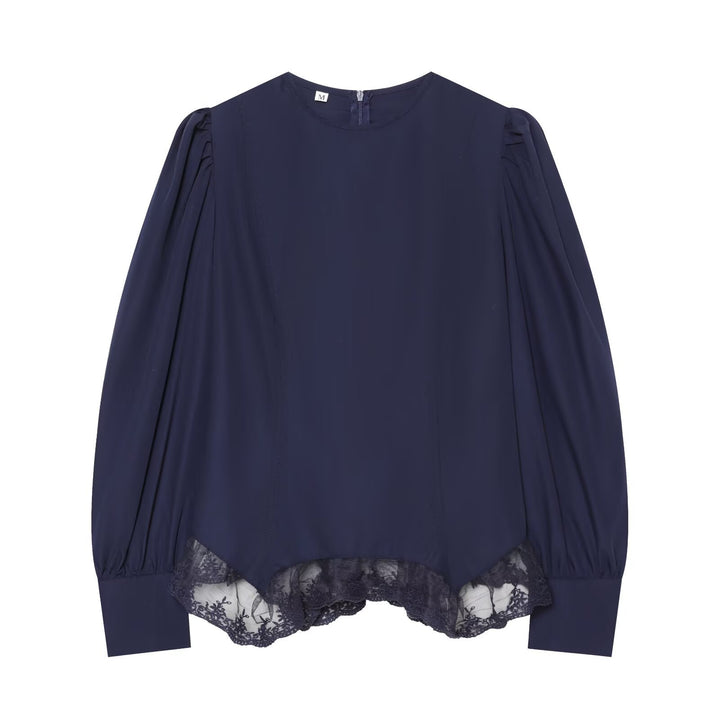 Damen Romantische Bluse mit Puffärmeln und Spitzenbesatz Echo Archiv