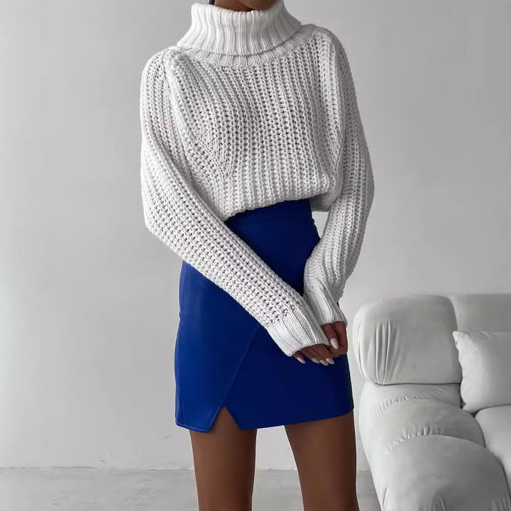 Damen Oversized Grobstrick-Pullover mit Rollkragen und weitem Schnitt Echoarchiv