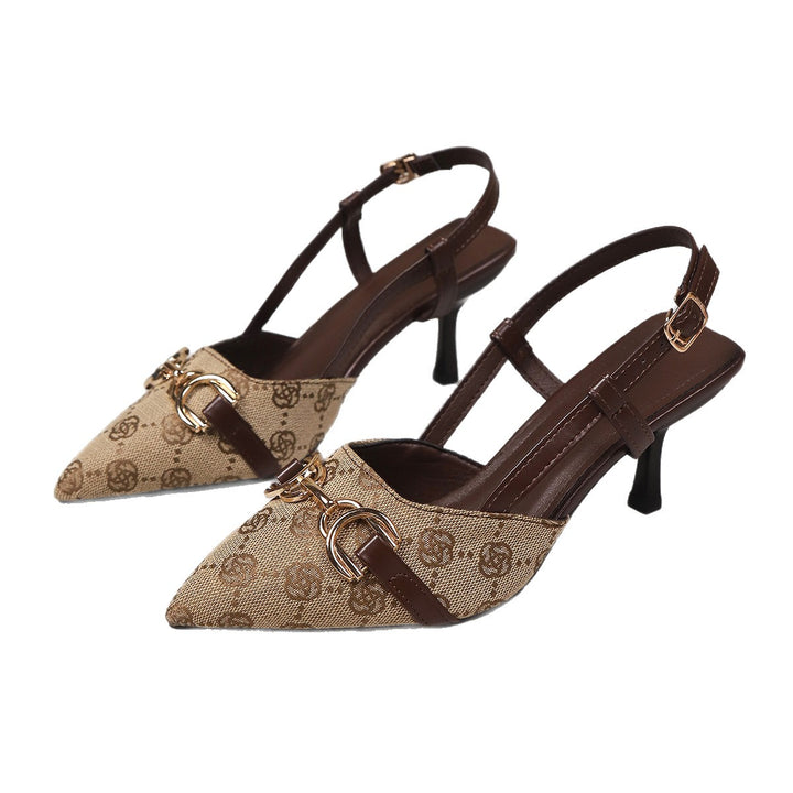 Damen Slingback-Pumps mit spitzer Zehenpartie, dekorativem Metall-Bit und mittelhohem Stilettoabsatz – Lioré