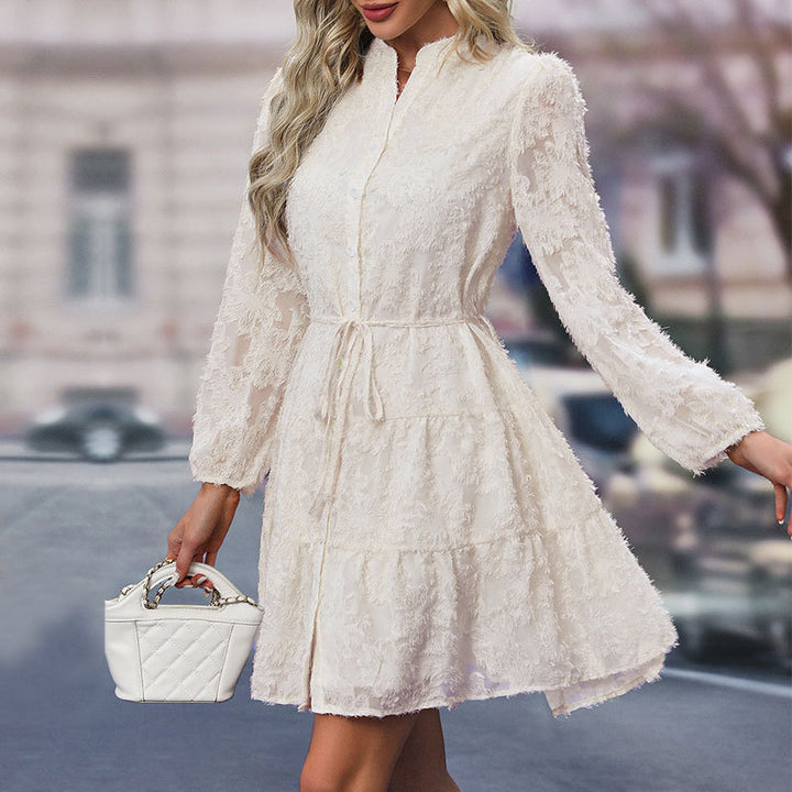 Damen Elegantes Langarmkleid mit Rüschen Echo Archiv
